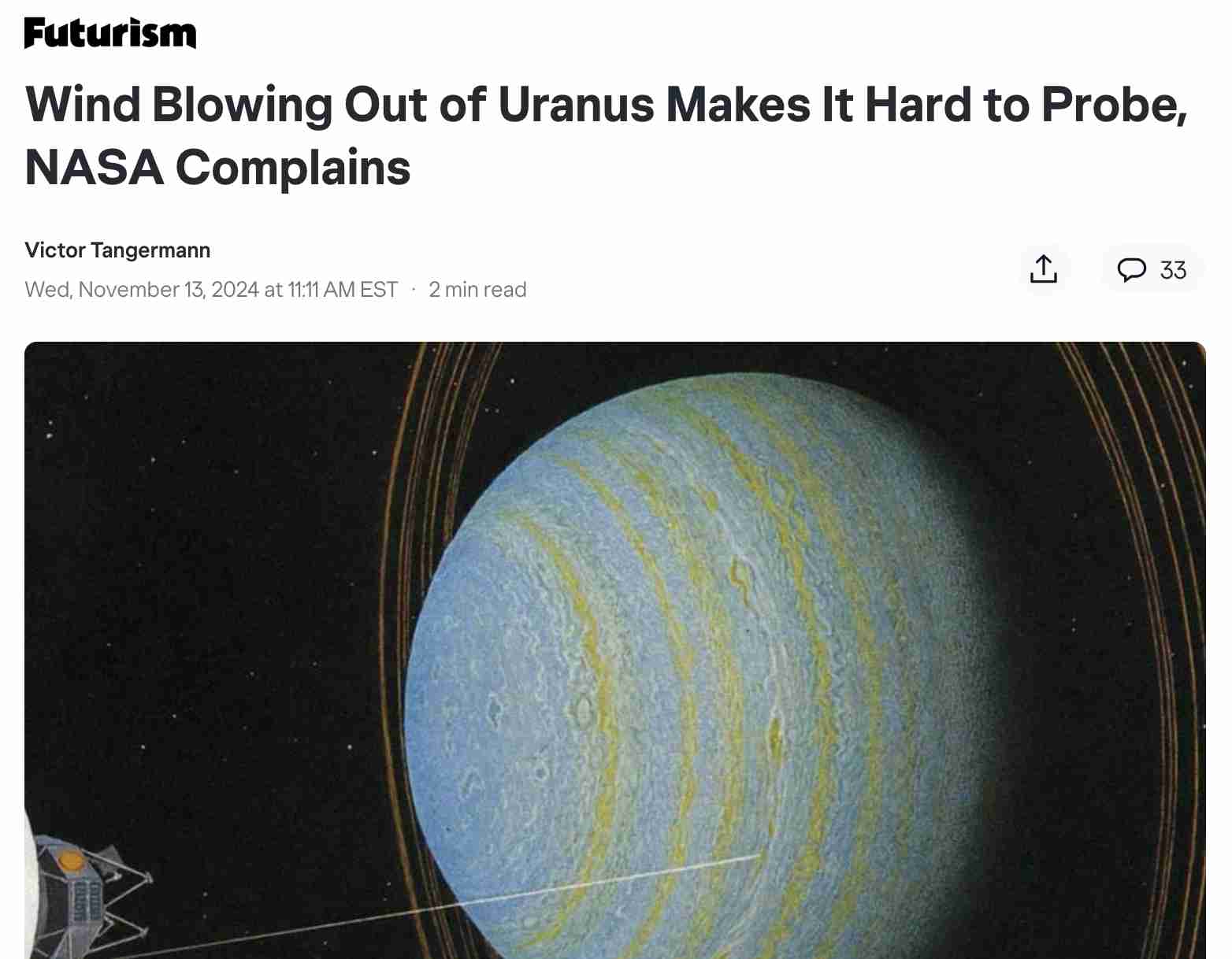 Uranus' Wind Challenges NASA